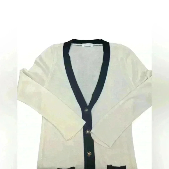 BOMI BY BOMI Cream & Black Long Cardigan Size Small - Picture 4 of 5